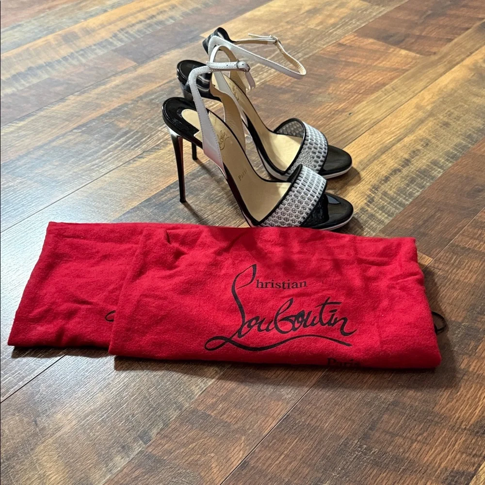 Christian Louboutin Discoport 120 Mesh & Patent Sandals - Size 40